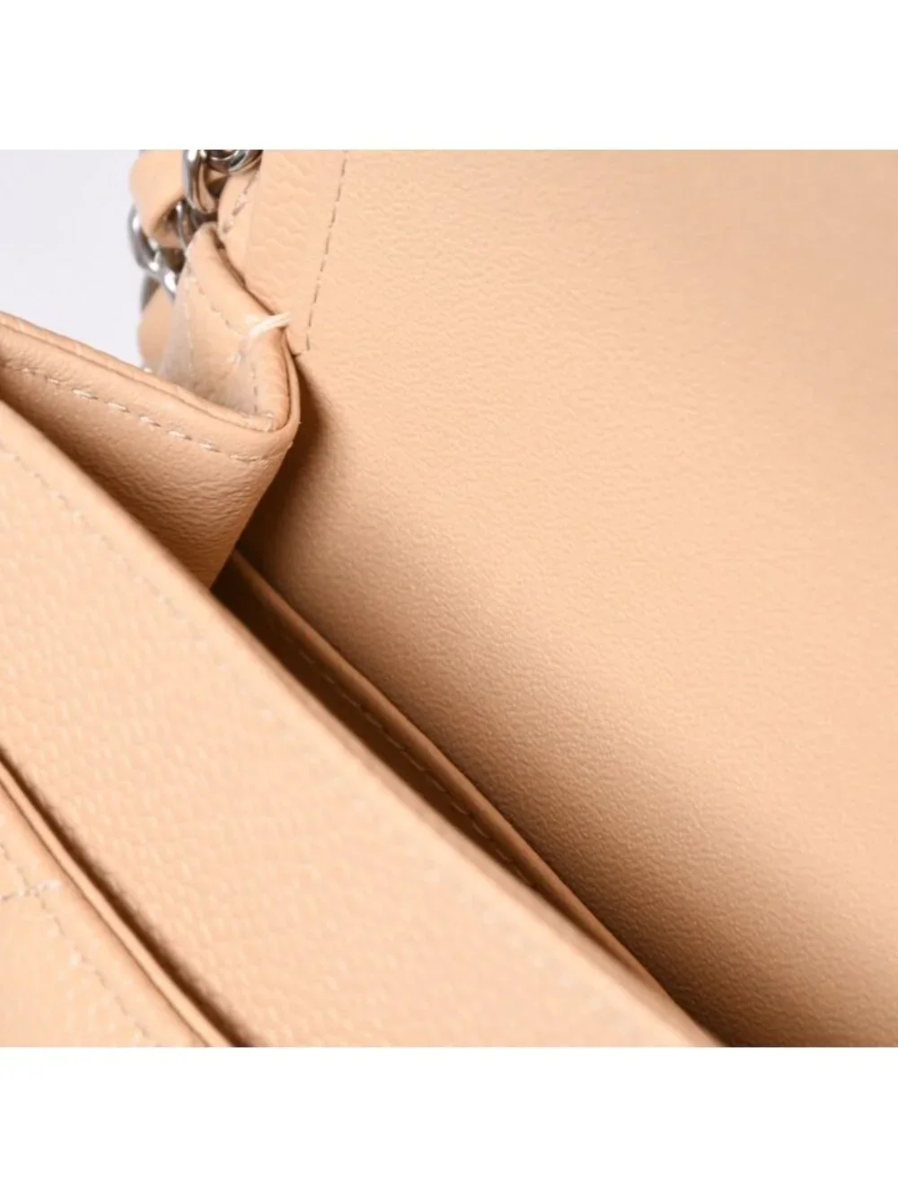 Chanel Quilted 25 Double Flap Chain Shoulder Bag Caviar Leather Beige Gold